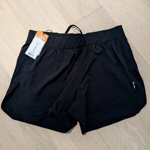 ASRV Sportswear Ultralight 5" high split liner short, black/black, large, mens.